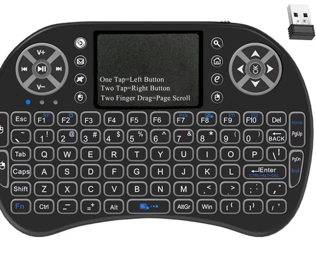 2.4GHz Backlit Mini Keyboard Touchpad Mouse, Mini Wireless Keyboard with Touchpad and Multimedia Keys for Android TV Box Smart TV HTPC PS3 Smart Phone Tablet Mac Linux Windows OS 