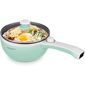 Dezin Hot Pot Electric Upgraded, Non-Stick Saut Pan, Rapid Noodles Electric Pot, 1.5L Mini Portable Hot Pot for Steak, Egg, Fried Rice, Ramen, Oatmeal, Soup with Power Adjustment