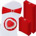 VitalCozy 100 Pcs Spandex Chair Sashes with Heart Shaped Buckle Slider Stretch Chair Cover Band Universal Elastic Ties for Wedding Banquet Event Party Decoration(Red)