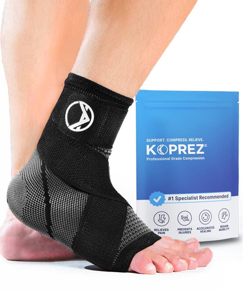 Koprez Plantar Fasciitis Sleeve - Plantar Fasciitis Relief, Plantar Fasciitis Socks, Ankle Compression Sleeve, Ankle Support for Women, Plantar Fasciitis Brace, Ankle Sleeve, Ankle Support Men (X-Large, Black)