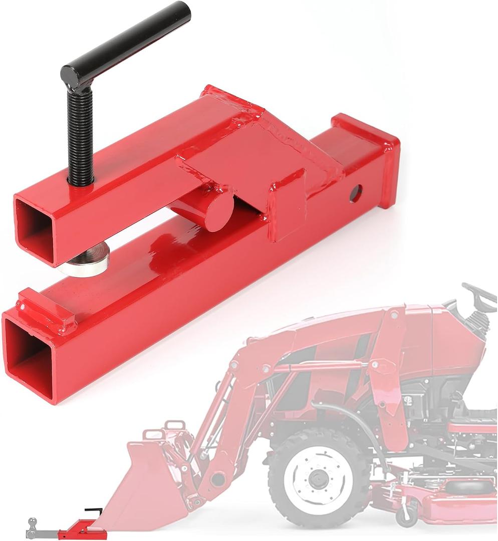 ECOTRIC Clamp On Trailer Hitch 2" Ball Mount Receiver Adapter Bucket Trailer Hitch Competible with Deere Bobcat Tractor Bucket Forklift