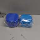 THINKPRICE Denture Bath Box Cup, Complete Clean Care for Dentures, Clear Braces, Mouth Guard, Night Guard & Retainers, Traveling (Navy Blue & Blue)
