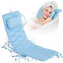 OMYSTYLE Full Body Bath Pillow, Bath Pillows for tub with Mesh Washing Bag & 21 Non-Slip Suction Cups, Spa Bathtub for Head Neck Shoulder and Back Support - 5D Air Mesh & Quick Drying | Blue (50x16 Inch (Pack of 1))
