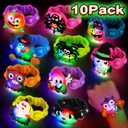 Halloween Light Up LED Bracelets 10 Pack Halloween Party Favors for Kids, Pop Halloween Bracelets Glow in The Dark Party Favors Halloween Trick Or Treat Toy Goodies Flashing Bag Stuffers Bracelets
