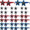 Xuhal 36 Pairs Patriotic Sunglasses for Kids Bulk Star Shaped Glasses 4th of July 250th Anniversary Memorial Day Party Favors(Red, Blue and White)