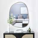 ELEHUME Asymmetrical Mirror for Wall Decor 27"*35", Modern Brass Framed Wall Mirror for Living Room Bathroom Bedroom Entryway ELE-STOU-0063G
