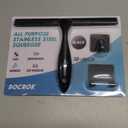 All-Purpose Stainless Steel Shower Squeegee for Shower Doors with 2 Adhesive Hooks, Bathroom Cleaner Tool Household Window Mirror Squeegee for Home Cleaning, Glass Door, Tile Wall, Car, 10 Inch Black