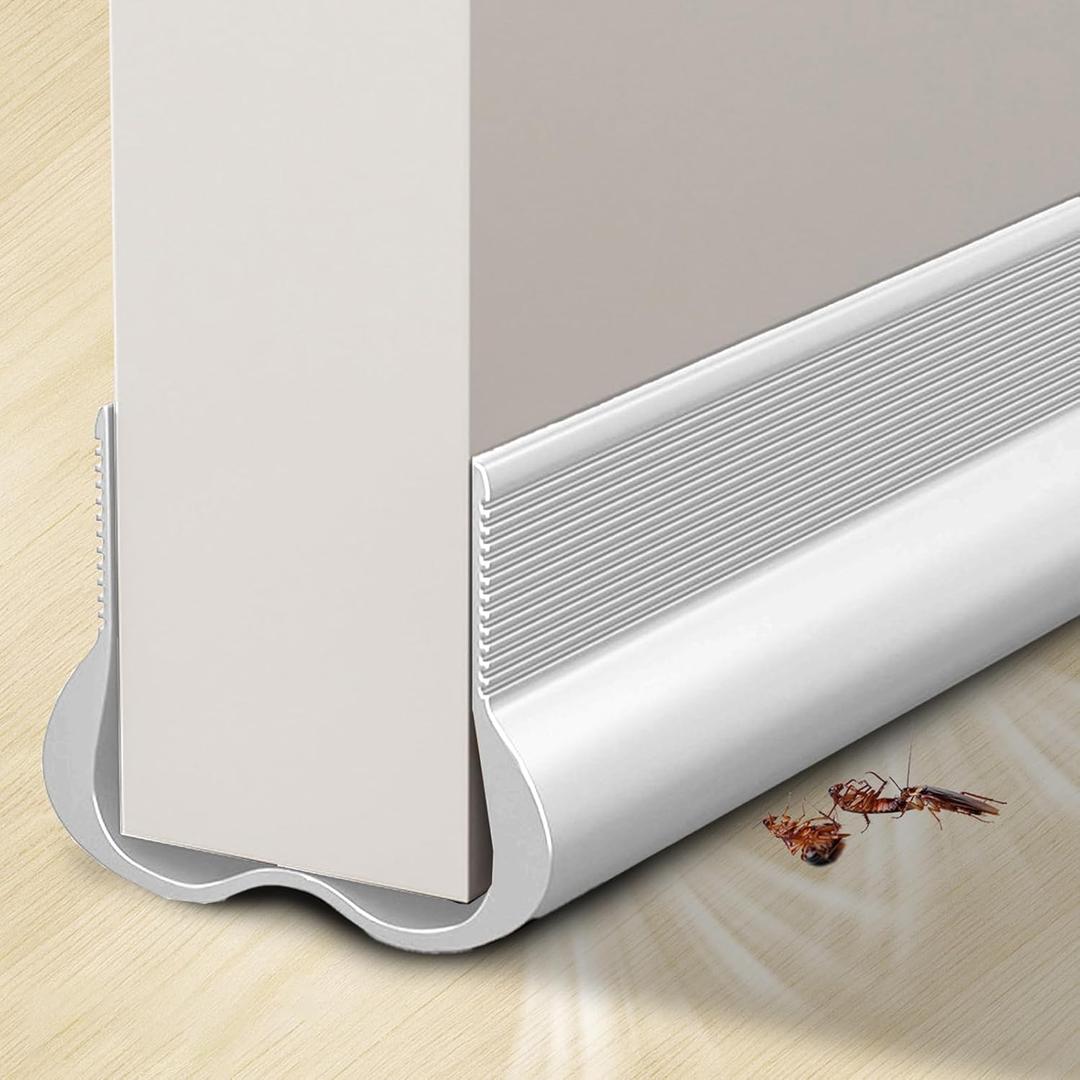 Door Draft Stopper, 36" Cuttable Door Sweep for Bottom of Door, Under Door Draft Blocker Insulator, Weather Stripping Door Seal, Door Gap Filler Soundproof, Dust Blocker, Noise Stopper (White, 36")