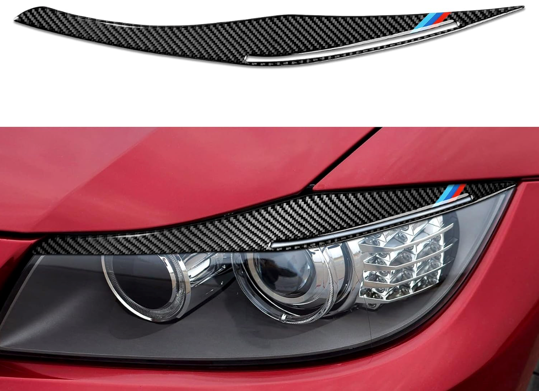 1PCS Headlights Eyebrows Car Eyelids Stickers Carbon Fiber Trim Cover fits for BMW Accessories - ONLY for E90 2009-2012