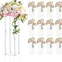 Geetery 12 Pieces Tall Acrylic Vase Wedding Centerpieces Clear Flower Stand Column Geometric Floral Vase Elegant Display Holder for Birthday Party Wedding Table Decorations (20 Inch)