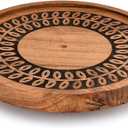 Kimona Lazy Susans Acacia Wood Turntable Organizer Vanity Countertop, Kitchen Organization - Spice Spinner (9" X 9" X 1.75")