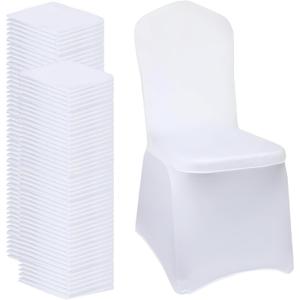 White Chair Covers 100 pcs Stretch Spandex Chair Covers Universal Fitted Chair Cover Protector for Wedding,Party, Banquet, Holidays, Celebration, DecorationWhite, 100 PCS