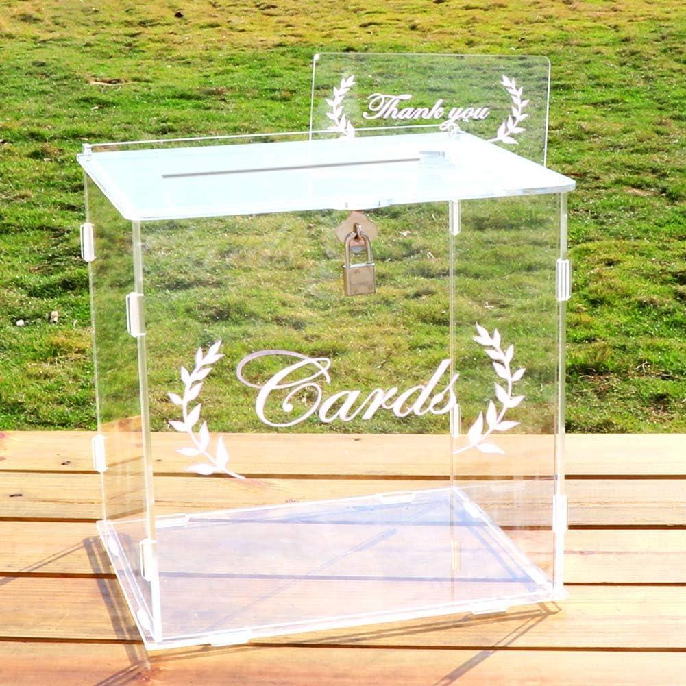 OurWarm Aytai Acrylic Wedding Card Box with Lock, Clear Card Box for Wedding Reception, Wedding Money Box Gift Card Box for Party Graduation Birthday Baby Shower Decorations