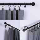 Thestoa 2 pack Black Curtain Rods for Windows 48 to 92 inch, Adjusts Length by Splicing, 5/8" Diameter Matte Black Small Curtain Rods for Bedroom, Living Room, Kitchen, Outdoor, Farmhouse