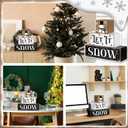 3 Pcs Winter Let It Snow Tiered Tray Decor Table Sign Winter Theme Wood Decorations Centerpiece Decor for Party Gift Desk(Snowman Style)