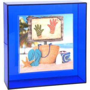 8x8 Acrylic Picture Frame for Wall and Tabletop Neon Floating Photo Frame with Decorative Bright Color, Klein Blue
