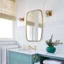 ANDY STAR Gold Bathroom Mirror, 20x30 Brushed Gold Vanity Mirror for Bathroom, Brushed Brass Oblong Stainless Steel Metal Frame Mirror for Over Sink