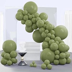 PartyWoo Sage Green Balloons 140pcs Different Sizes of 18 12 10 5 Inch Olive Boho Green Latex Balloon Arch Kit for Wedding Birthday Dinosaur Jungle Golf Football Theme Party Decorations Green-F11