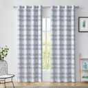 White and Blue Plaid Blackout Window Curtain Noise Reducing Buffalo Check Geometric Panel 84 Inches Long for Bedroom Grommet Top Rustic Farmhouse Room Darkening Drape, 50"x84", 2 Panels, Dusty Blue
