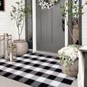Black and White Outdoor Rug 3'x5'Buffalo Plaid Checkered Front Porch Rug Machine Washable Farmhouse Front Door Mat Outdoor for Front Hello Welcome Mat,Bedroom,Entryway,Patio