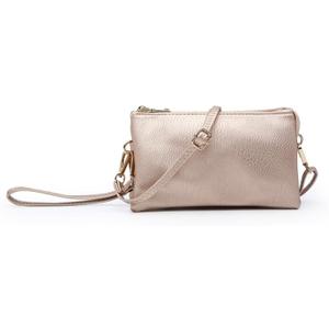 JEN & CO. Riley Small Crossbody Bags Vegan Leather Wristlet Wallets Clutch Purses Shoulder Handbag for Women (Rose Gold)