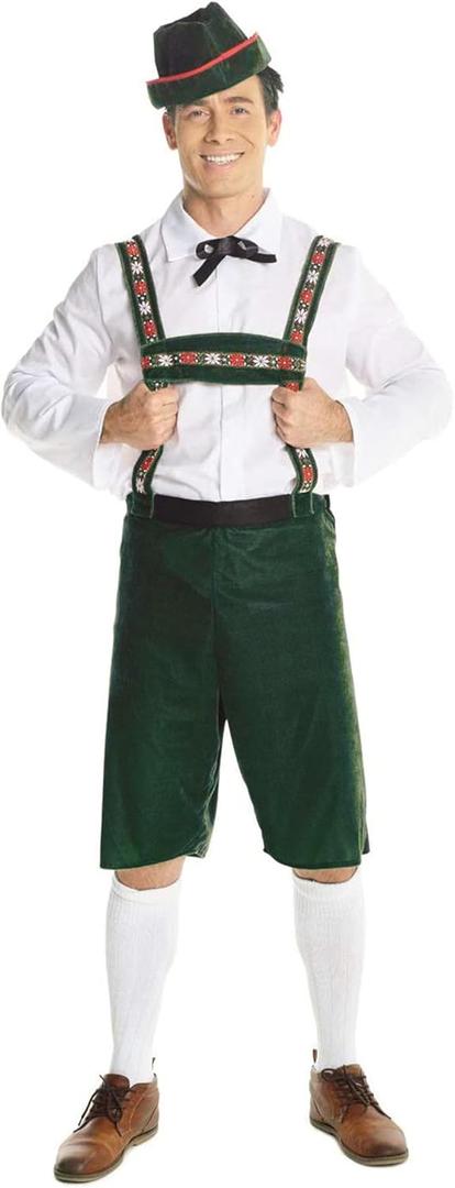 Morph Lederhosen Men Costume, Bavarian Oktoberfest Outfit, German Traditional Attire for Men, Festive Celebration Wear (Large)