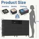 HCHQHS Dresser for Bedroom with 13 Drawers, 47 Inch Fabric Dresser with Remote Control Lights, Side Pockets & Hooks for Closet or Large TV Stand (Black)