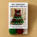 DIY Crochet Christmas Tree Kit, Handmade Crochet Christmas Tree, Tree Bow Pearl Embellishment, Beginner Christmas Crochet Kit, Christmas Craft Kit with Yarn Hook Beads Instructions