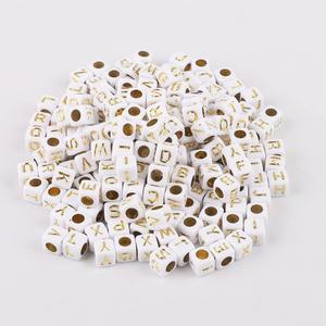 Letters Acrylic Square Beads Jewelry Making Loose Gasket DIY Necklace Bracelet Black and White Digital Love Heart Accessories - (Color: Style 3/Item Diameter: 100pcs)