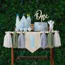 DCJHFJ Baby 1st Birthday Party Decorations for Handmade Tassel Garland Highchair Banner with One Cake Topper Blue Crown Hat