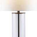 JONATHAN Y Collins Glass Table Lamp 29.25", Oil Rubbed Bronze/Clear
Nightstand, Modern Minimalist Light, White Linen Drum Shade, Rotary Switch, Metal Base, UL Listed, LED Bulb Included