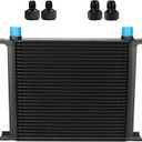 Ucreative 30 Row 10AN AN10 Aluminum Engine Transmission Oil Cooler Kit Stacked Plate With 6AN 8AN Adapter Universal Engine Transmission British Radiator Black