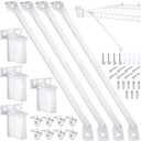 Hicarer 16 Pcs Wire Shelf Support Brackets Kit for 16 Inch, Include 4 Mental Closet Support Brace 8 White Down Wall Clips and 4 Wire Shelf End Brackets with Screws for Wardrobe