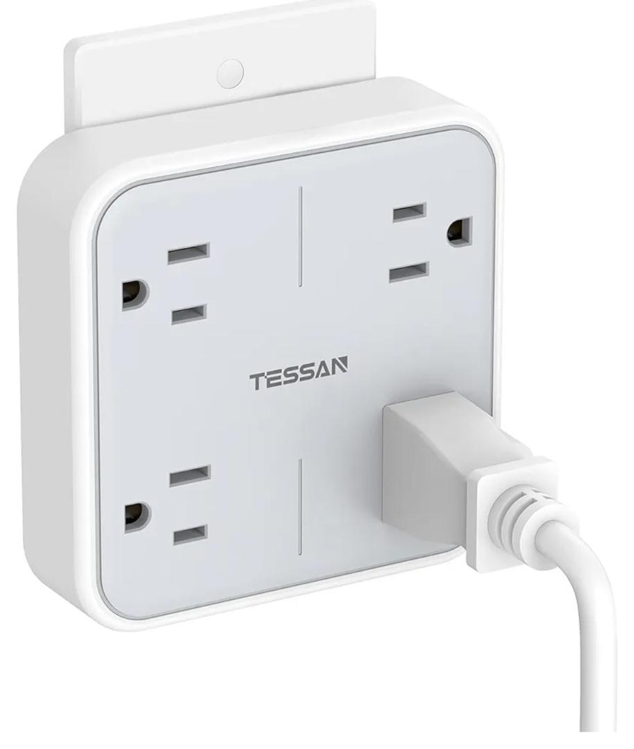 Multi Plug Outlet Splitter, TESSAN Widely Spaced Outlet Extender with 4 AC, Wall Plug Expander Surge Protector for Home, Office, Dorm Essentials