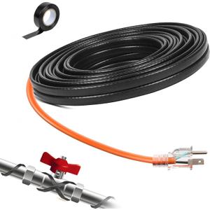 15FT Heat Tape for Water Pipes Roof & Gutter Snow De-Icing Heat Cable 15 feet 5 Watts Per Foot, Water Line Heat Tape Keeps Water Flowing at -40F 5W/FT, 120V (15FT)