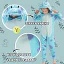 Kids Flannel Animal Onesie Costume Halloween Dress up Christmas for Girls and Boys (8 Years, Blue Dinosaur)