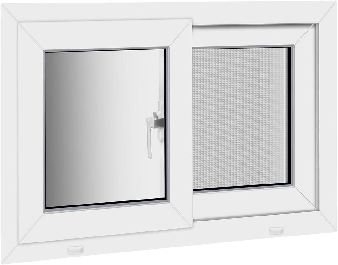 36" x 24" Vinyl Basement Sliding Window,Removable Flange,White