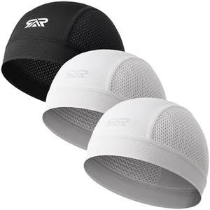 THINDUST 3 Pcs Breathable Mesh Skull Cap,Lightweight Quick Dry Sports Helmet Liner for Men Women, Cooling Cycling Beanies