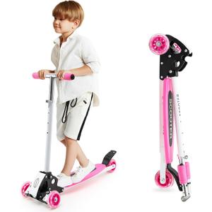 Kids Kick Scooter, 3 Wheel Scooter for Kids Ages 8-12 (Pink)