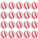 Jenaai 20 Pieces 2.36 Inch Christmas Balls Hanging Ornaments - Red and White Peppermint Plastic Tree Pendants for Xmas Decorations