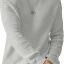 JMIERR Men's Crewneck Pullover Sweater Waffle Textured Knitted Sweaters Casual Loose Fit Sweaters with Ribbing Edge (Medium, Gray)