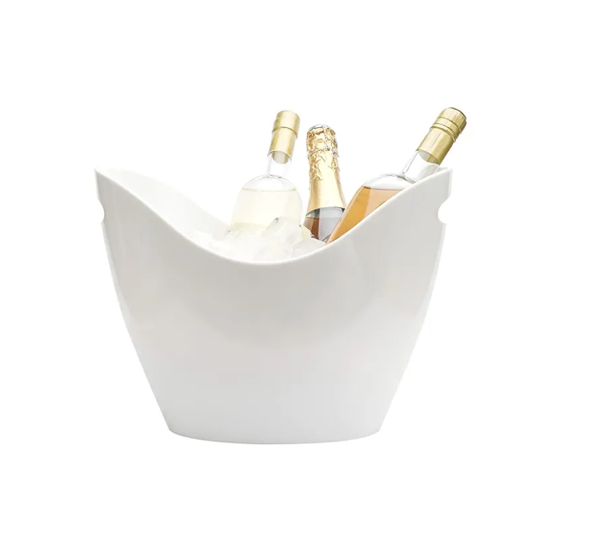 Insulated Ice Bucket for Parties 8L, Large Bucket for Cocktail Bar, Plastic Bucket Chiller (White)