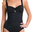 La Blanca Women's Island Goddess Twist Front Keyhole One Piece Swimsuit, Black, 8