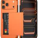 Nvollnoe Compatible with iPhone 17 Pro Max Case with Card Holder Dual Layer Heavy Duty Protective Shockproof Hidden Card Slot Slim Wallet Phone Case for Women&Men 6.9 Inch (Orange)