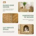 Cat Litter Box Furniture, Rattan Litter Box Enclosure Cabinet for Indoor Cats, Ventilated Covered Litter Box House, Decorative Litter Box Hider with Mat