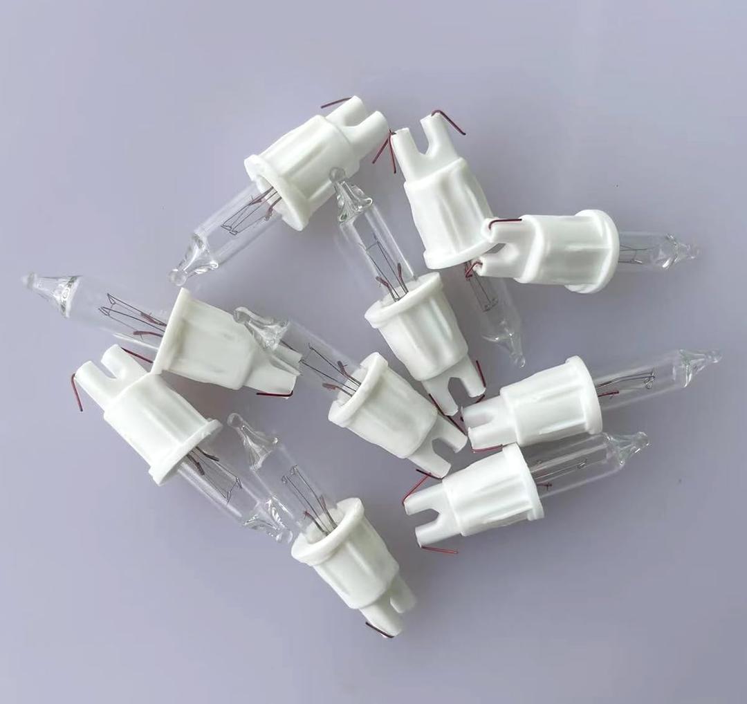 Clear 24 Volt Mini Christmas Replacement Bulbs for Incandescent String Lights, mini Base, 0.96 Watt, 80 mA 8mm White Base (50)