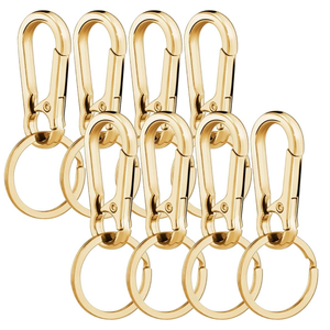 8Pcs Metal Keychains Keyring Key Chain Ring Carabiner Clips Holder Keychain Clip Organizer for Home Car Keys Key Finder Purse Charm Lanyard Hook Men Women Gold