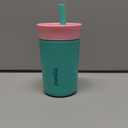 Owala Kids Insulation Stainless Steel Tumbler with Spill Resistant Flexible Straw, Easy to Clean, Kids Water Bottle, Great for Travel, Dishwasher Safe, 12 Oz, Pink and Teal (Real Cool Fish)