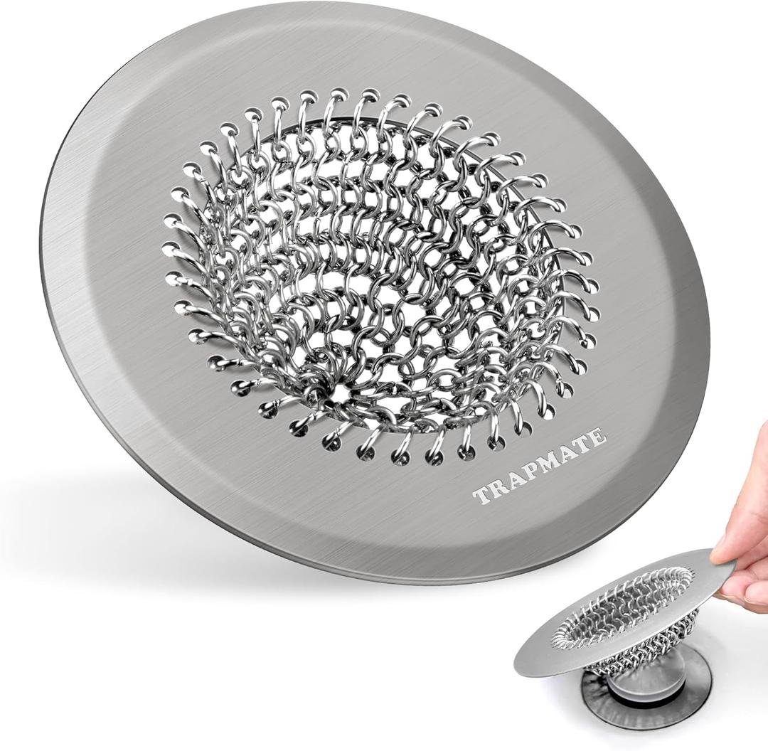 Shower Drain Hair Catcher, Fast Drainage Bathtub Drain Hair Catcher, Easy Clean Hair Catcher Shower Drain, Upgraded 304 Stainless Steel Shower Drain Cover for Bath Regular & Pop-up Drain (Light Gray)