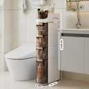 VECELO 4-Tier Slim Bathroom Storage Cabinet with Wheels, Skinny Bathroom Storage Cabinet with Drawers, Toilet Paper Holder, Movable Narrow Floor Cabinet for Small Space, Bathroom, 16.14" x 6.69" x 34.84"